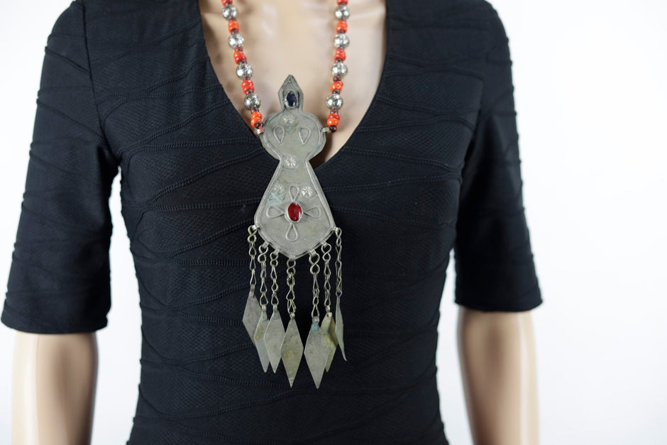 Vintage Kuchi Necklace: Afghan Tribal Boho Statement Jewelry