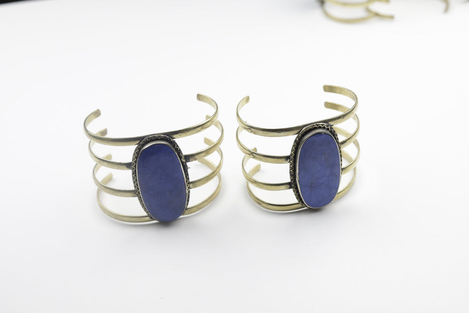 Vintage Style Kuchi Cuff Bracelet Set: Afghan Boho Jewelry