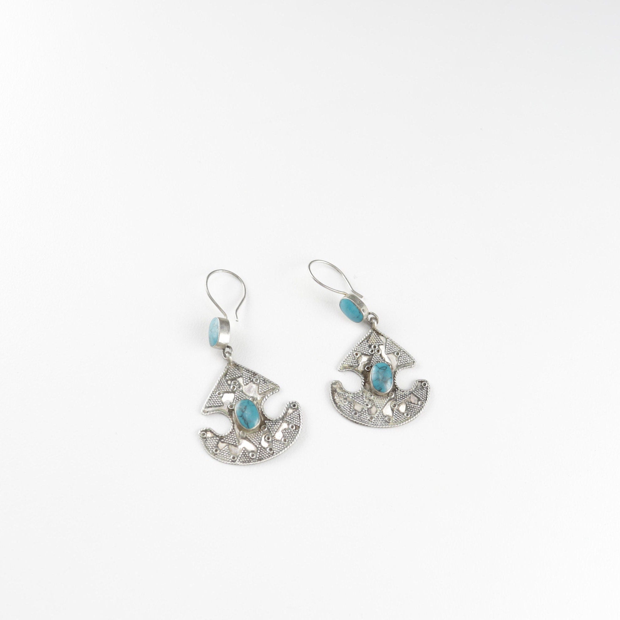 Vintage Afghan Stone Earrings - Boho Ethnic Statement Jewelry for Women - Lightweight Handmade Afghani