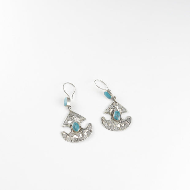 Vintage Afghan Stone Earrings - Boho Ethnic Statement Jewelry for Women - Lightweight Handmade Afghani