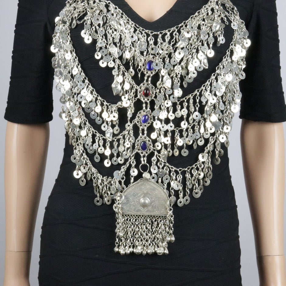 Multilayered Necklace with Stones