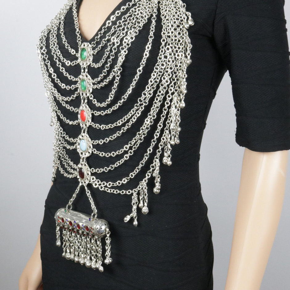 Afghan Bib Necklace: Tribal Silver Statement Jewelry