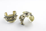 Vintage Style Kuchi Cuff Bracelet Set: Afghan Brass Spikes, Boho Statement Jewelry