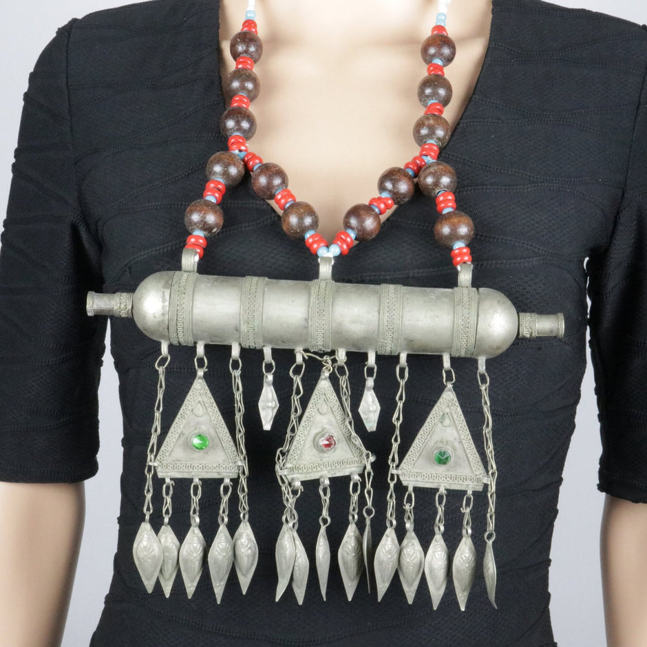 Bohemian Afghan Kuchi Statement Necklace - Large Vintage-Inspired Tribal Pendant for Ethnic Fashion