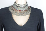 Afghan Vintage Necklace Choker With Red Glass Beads