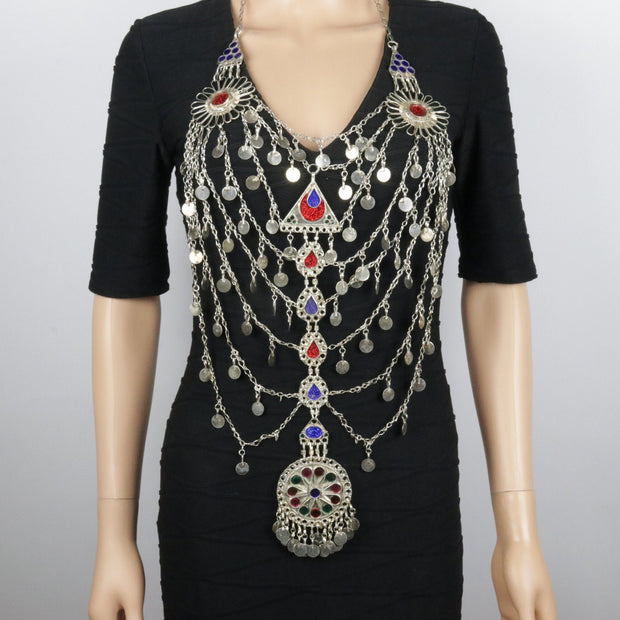 Vintage Afghani Tribal  Bib Necklace
