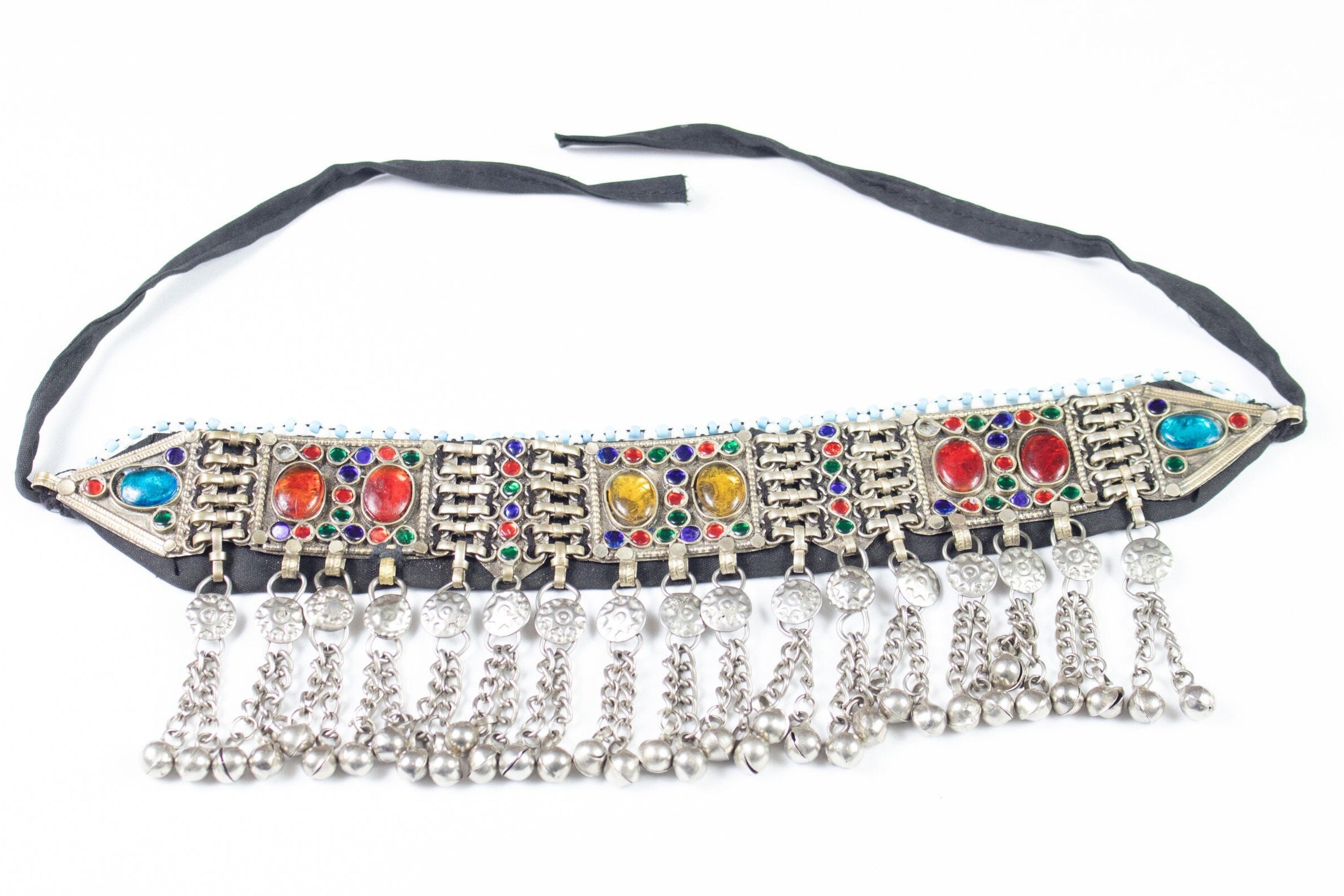 Vintage Kuchi Choker: Afghan Silver & Aqeeq Stone Necklace