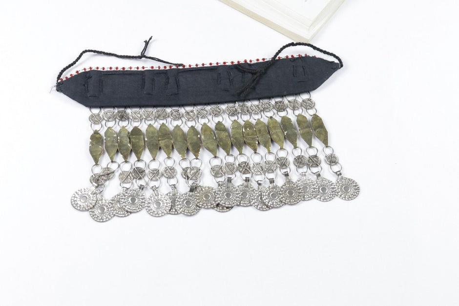 Handcrafted Afghan Jewelry Set: Choker, Headpiece & Earrings - Boho Tribal Kuchi Mathapatti Necklace