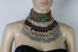 Handcrafted Afghan Jewelry Set: Choker, Headpiece & Earrings - Boho Tribal Kuchi Mathapatti Necklace