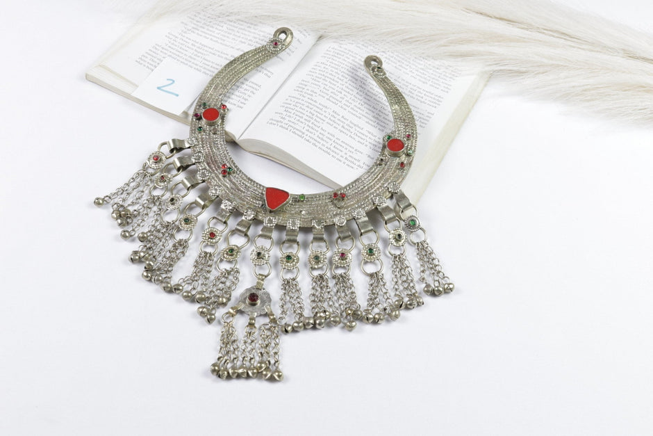 Vintage Afghan Tribal Torque Necklace - Large Kuchi Belly Dance Choker - Tuareg-inspired Jewelry