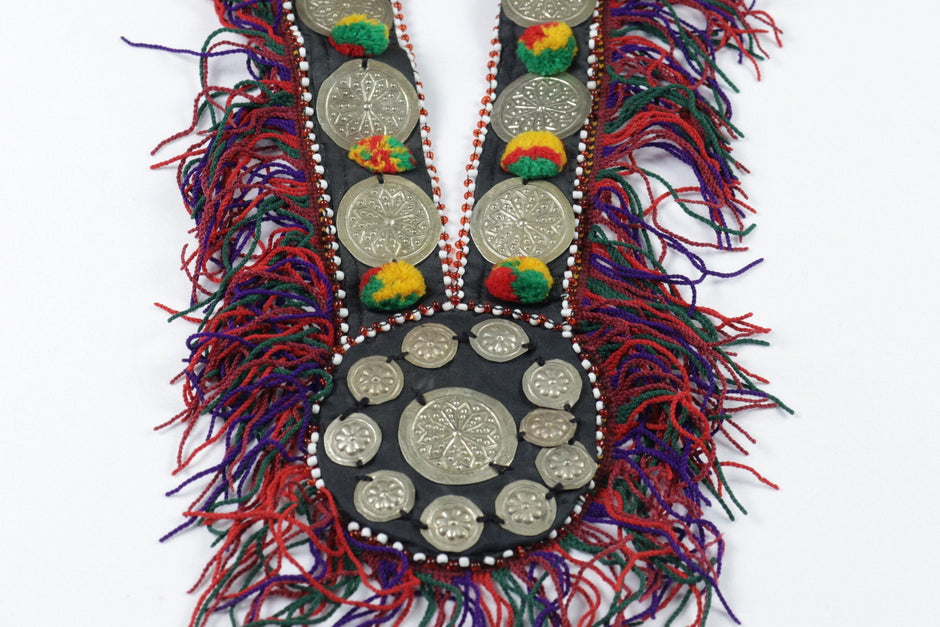 Vintage Afghan Kuchi Tribal Butterfly Button Necklace - Handcrafted Kashmiri Pendant Jewelry