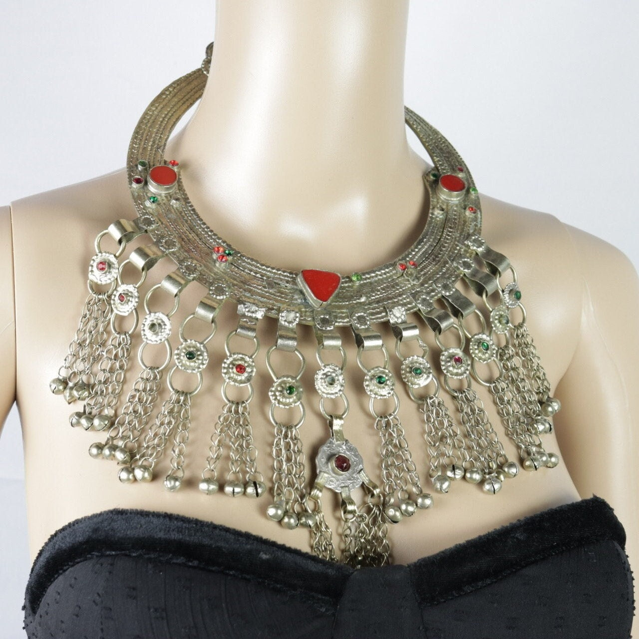 Vintage Afghan Tribal Torque Necklace - Large Kuchi Belly Dance Choker - Tuareg-inspired Jewelry