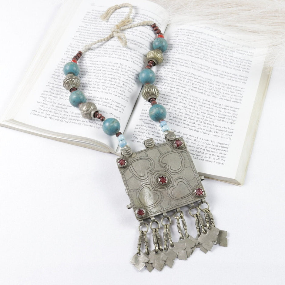 Vintage Afghan Kuchi Choker Statement Necklace - Bohemian Aqeeq Tribal Jewelry - Ethnic Belly Dance Accessory