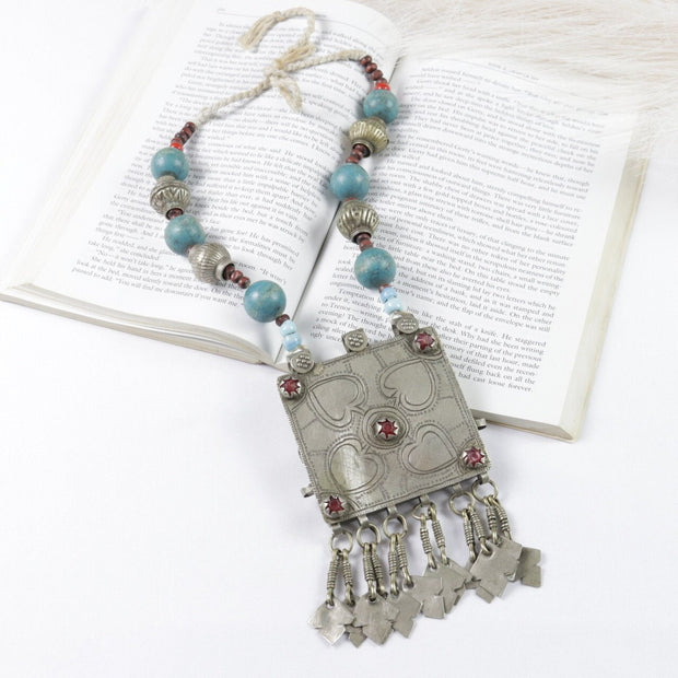 Vintage Afghan Kuchi Choker Statement Necklace - Bohemian Aqeeq Tribal Jewelry - Ethnic Belly Dance Accessory