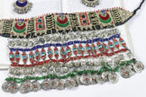 Vibrant Afghan Kuchi Jewelry Set: Colorful Choker, Wedding Necklace Headpiece for Brides & Dancers