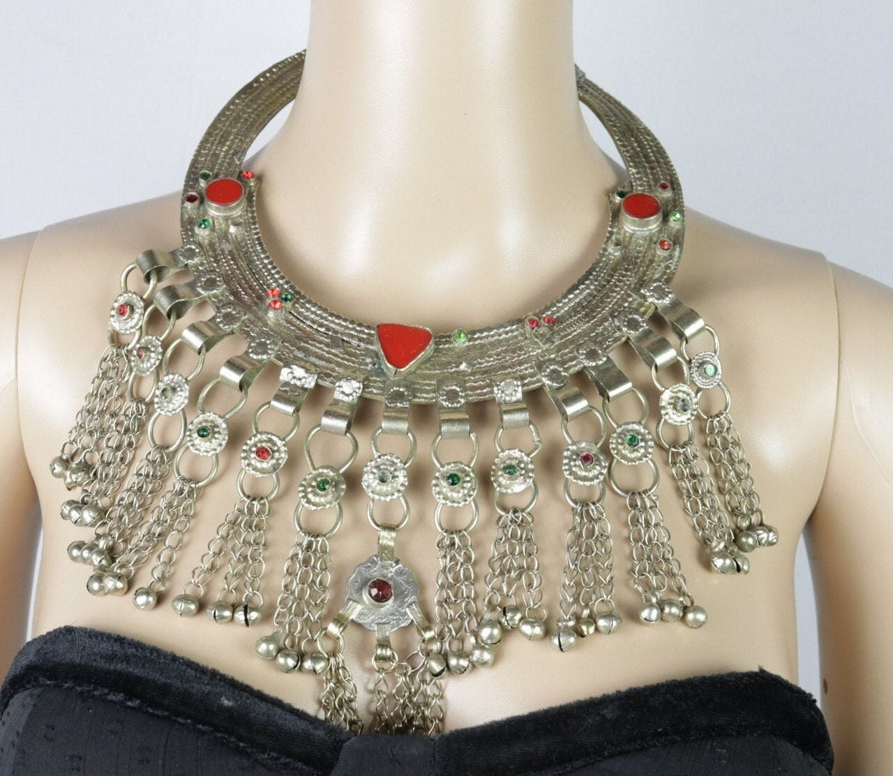 Vintage Afghan Tribal Torque Necklace - Large Kuchi Belly Dance Choker - Tuareg-inspired Jewelry