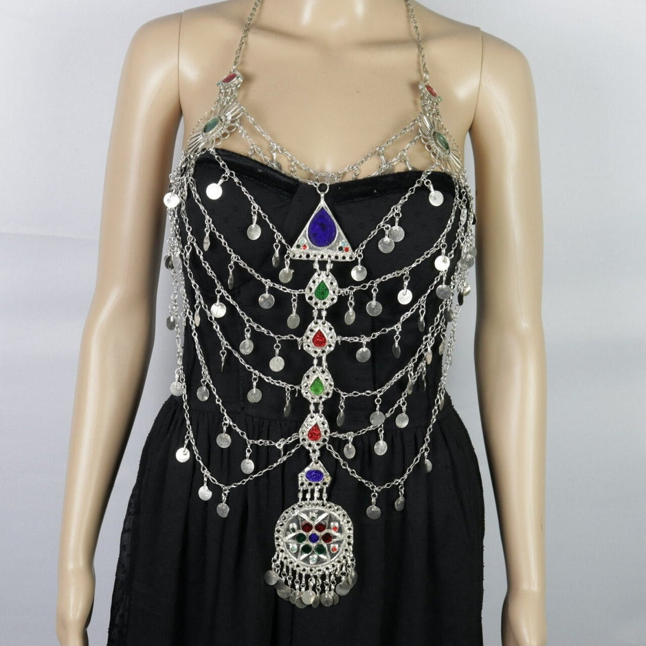 Vintage Afghani Tribal Bib Necklace