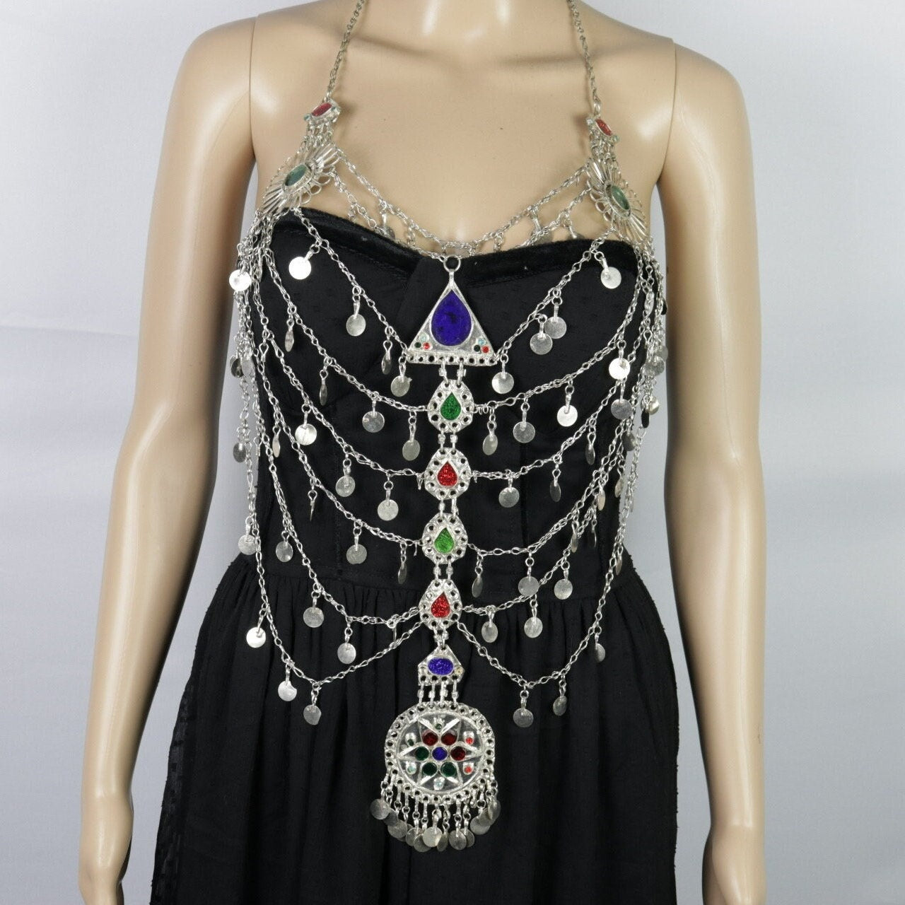 Vintage Afghani Tribal Bib Necklace