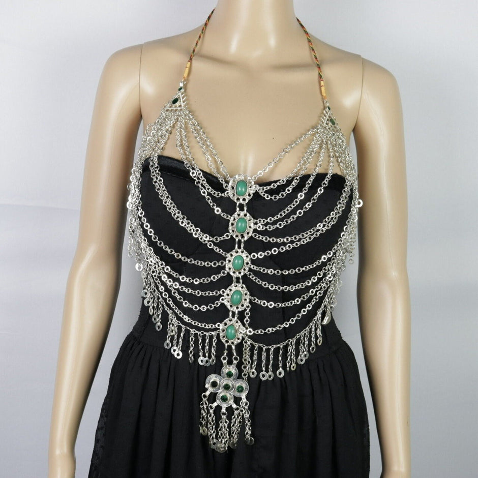 Vintage Afghani Tribal Bib Necklace