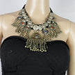 Bohemian Tribal Choker: Vintage Kuchi Coin Necklace with Silver Tassels - Handmade Ethnic Statement Piece