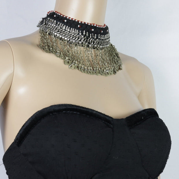 Vintage Afghan Kuchi Tribal Choker: Silver Tassel Necklace - Bohemian Ethnic Statement Jewelry