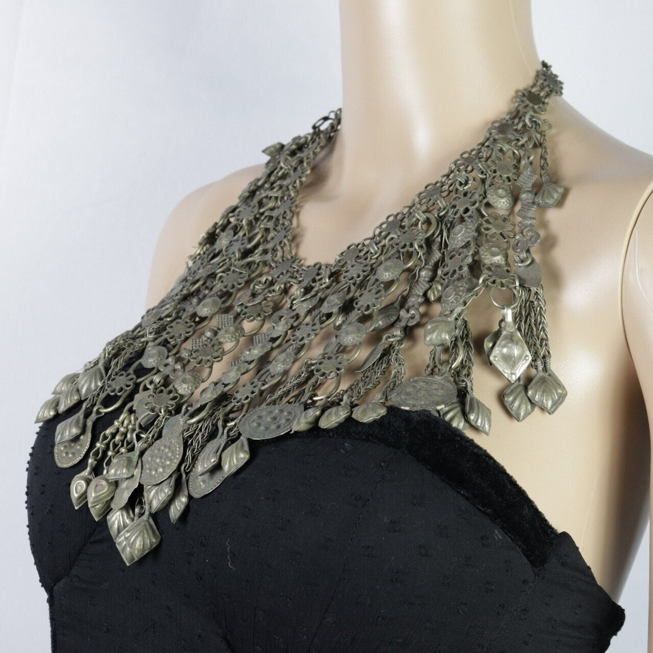 Vintage Afghan Kuchi Tribal Necklace - Handcrafted Ethnic Boho Choker with Pendants