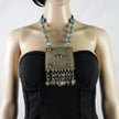 Vintage Kuchi Choker Necklace: Afghan Turquoise & Red Glass Bohemian Jewelry
