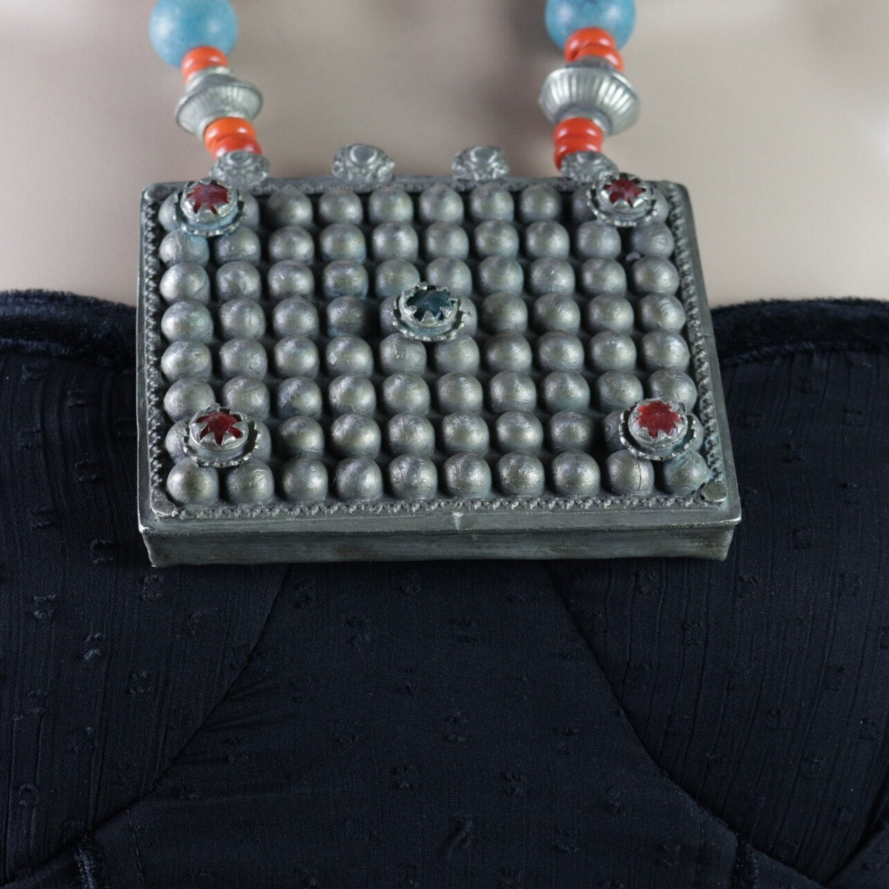 Vintage Afghan Kuchi Choker: Bohemian Statement Necklace with Aqeeq Stone - Ethnic Tribal Jewelry