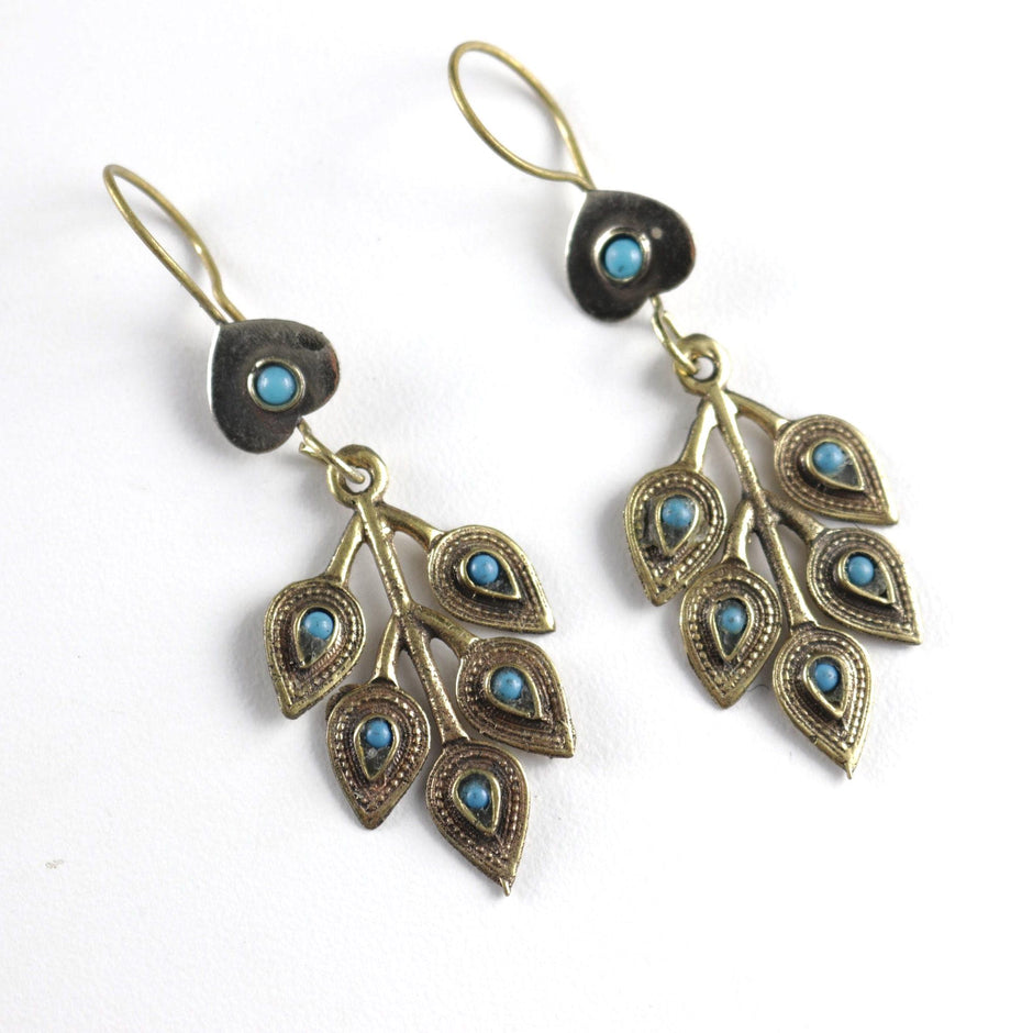 Vintage Afghani Turquoise Earrings: Boho Tribal Jewelry