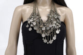 Exotic Kuchi Coin Statement Necklace - Middle Eastern Ethnic Bedouin-Inspired Jewelry Adornment