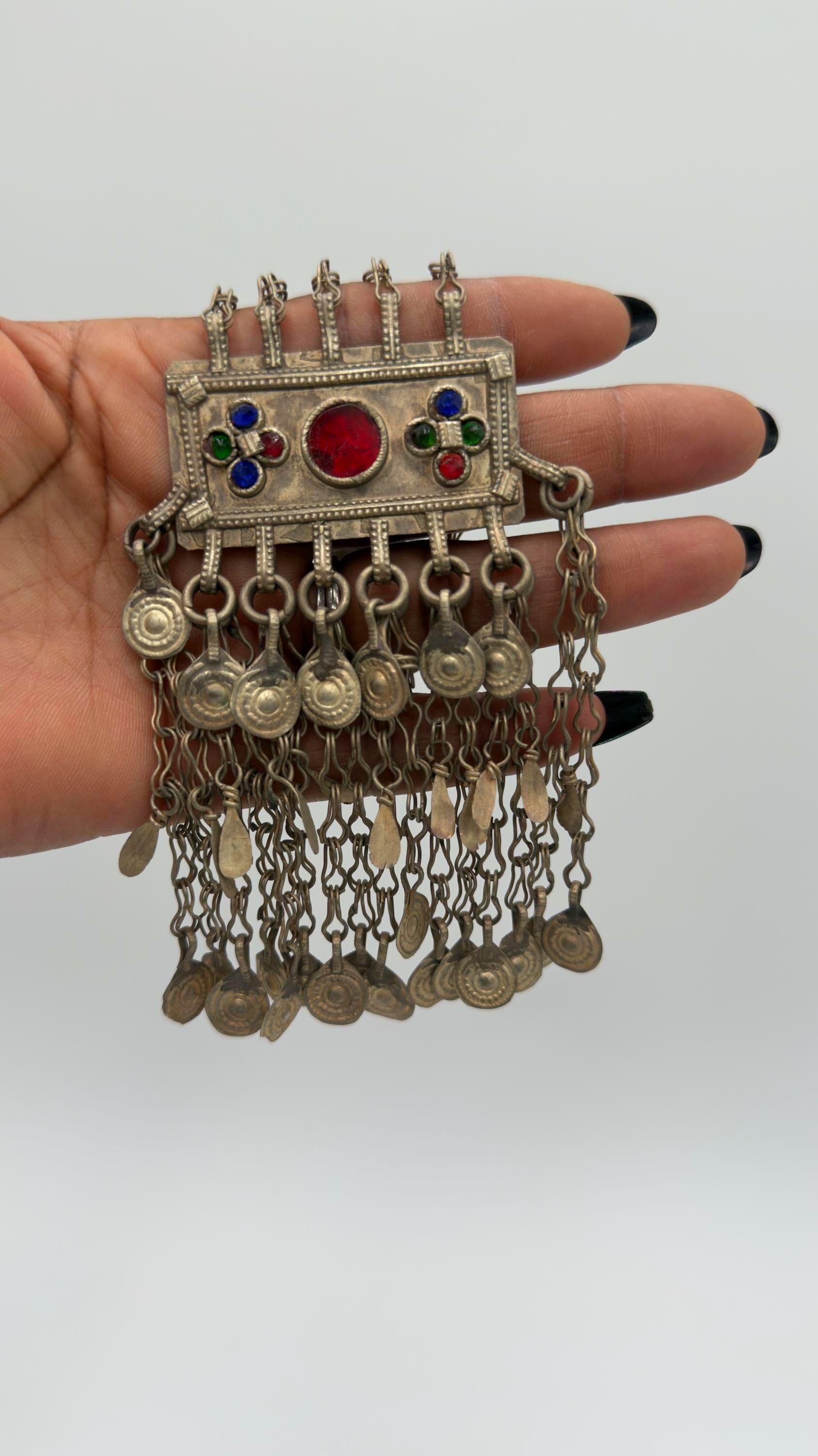 Vintage Kuchi Tribal Hair Pendants - Handmade Afghan Headpieces for Belly Dance & Statement Jewelry