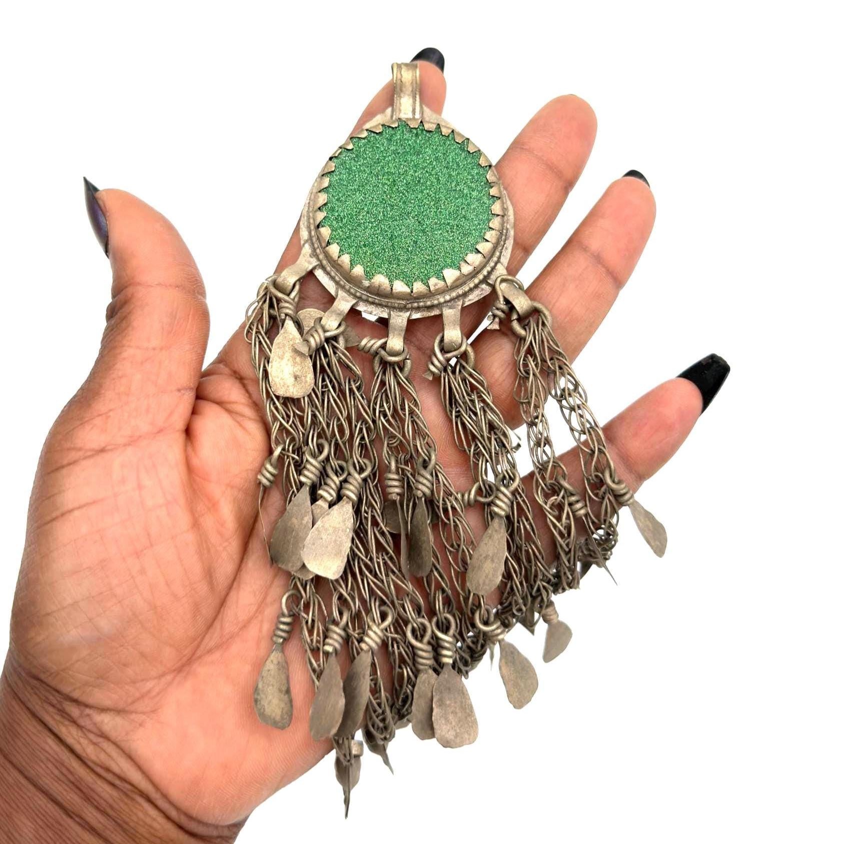 Vintage Afghan Kuchi Tribal Pendants: Handmade Belly Dance Jewelry for Statement Necklaces & Stage