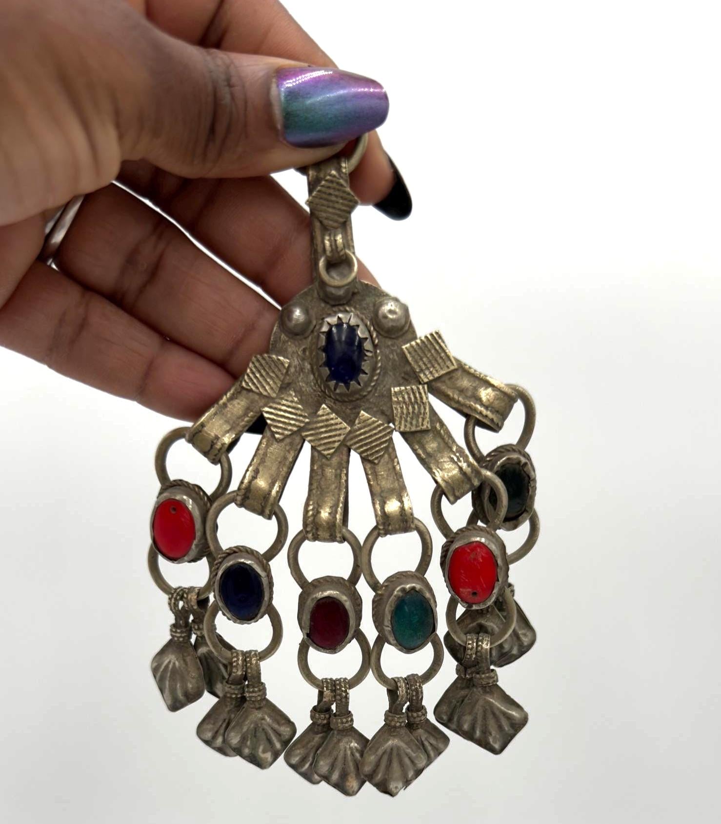 Vintage Afghan Kuchi Tribal Pendants - Handmade Belly Dance Jewelry for Stage & Statement Pieces
