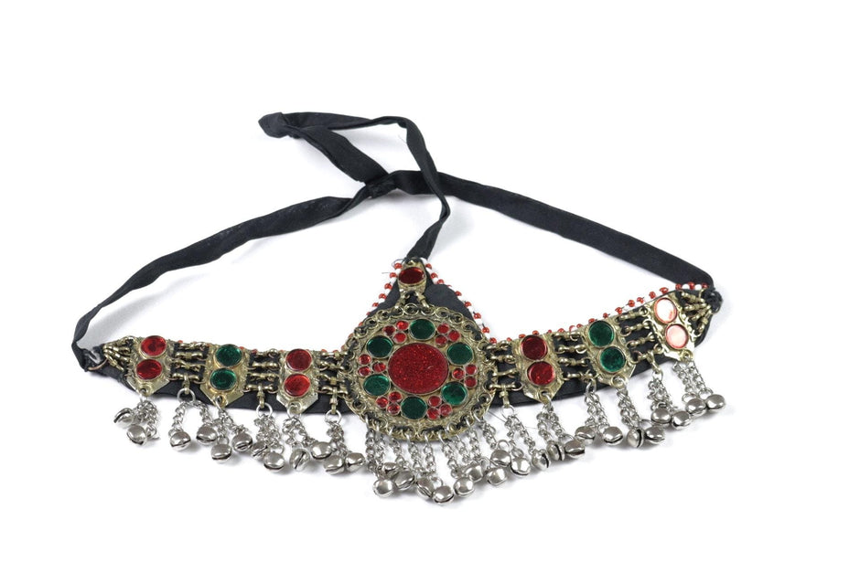 Vibrant Afghan Kuchi Jewelry Set: Colorful Choker, Wedding Necklace Headpiece for Brides & Dancers