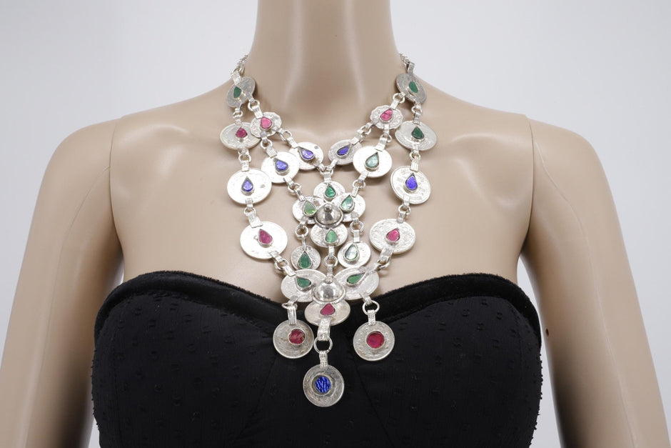 Vintage Kuchi Coin Necklace: Afghan Tribal Jewelry, Boho Belly Dance Style