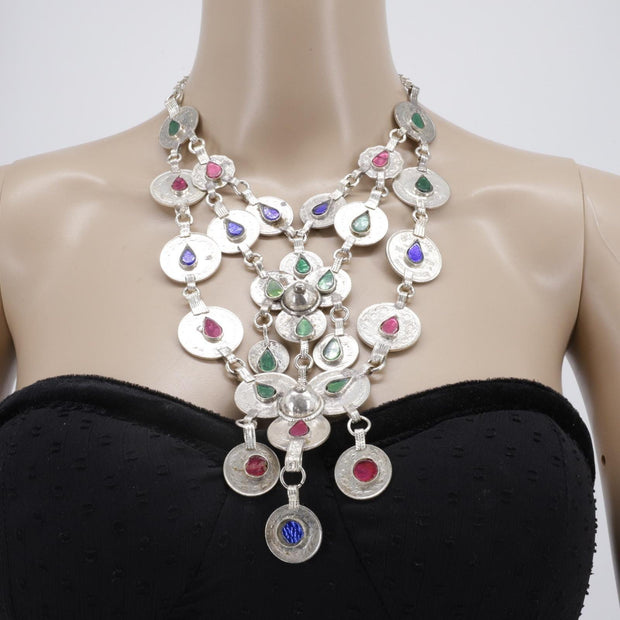 Vintage Kuchi Coin Necklace: Afghan Tribal Jewelry, Boho Belly Dance Style