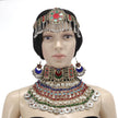Vibrant Afghan Kuchi Jewelry Set: Colorful Choker, Wedding Necklace Headpiece for Brides & Dancers
