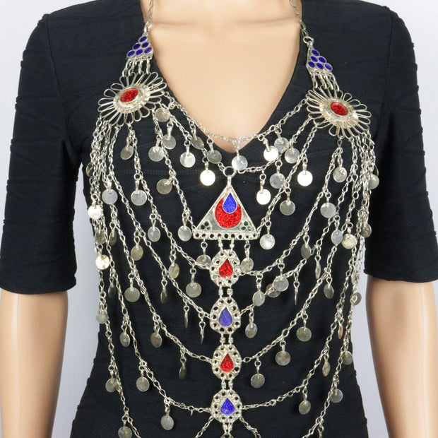 Vintage Afghani Tribal  Bib Necklace