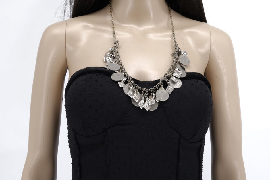 Exotic Kuchi Coin Statement Necklace - Middle Eastern Ethnic Bedouin-Inspired Jewelry Adornment
