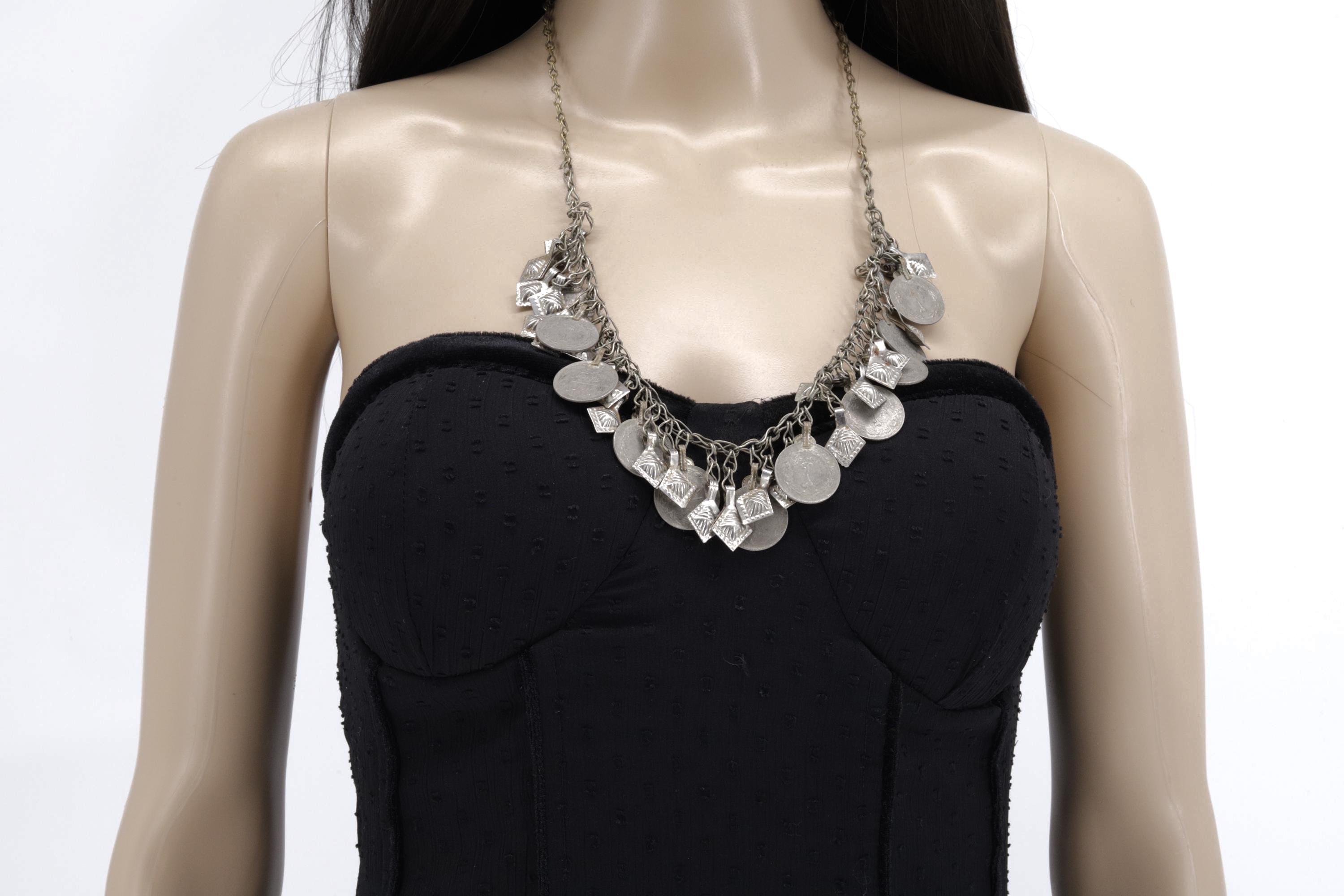 Exotic Kuchi Coin Statement Necklace - Middle Eastern Ethnic Bedouin-Inspired Jewelry Adornment