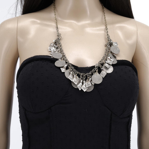 Exotic Kuchi Coin Statement Necklace - Middle Eastern Ethnic Bedouin-Inspired Jewelry Adornment