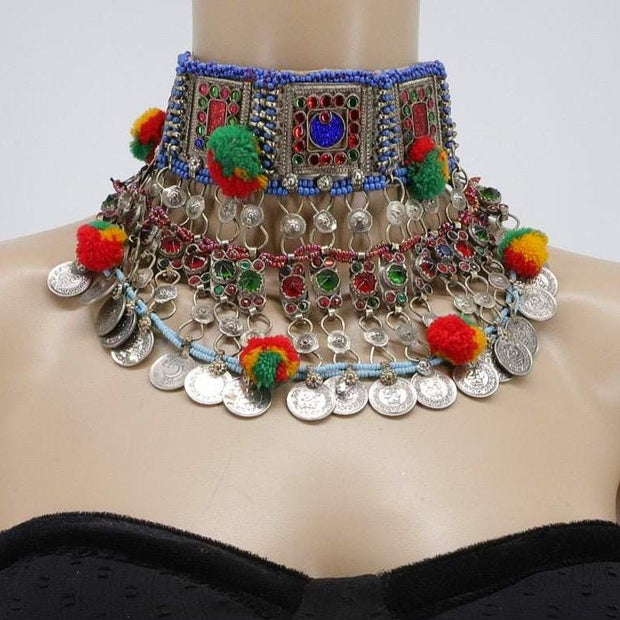 Vintage Afghan Tribal Choker Necklace