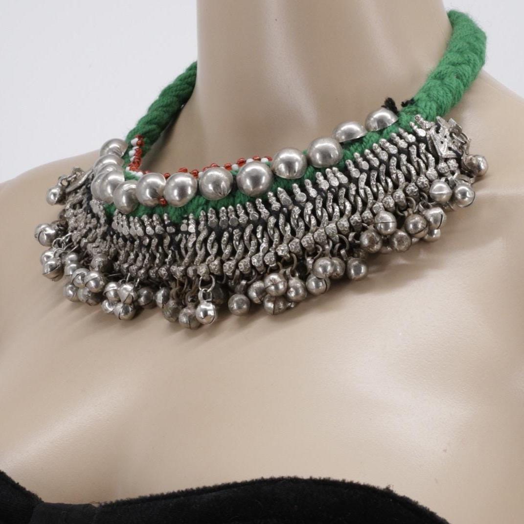 Bohemian Afghan Choker Necklace with Dangle Bells – Ethnic Tribal Kuchi Gypsy Belly Dance Jewelry