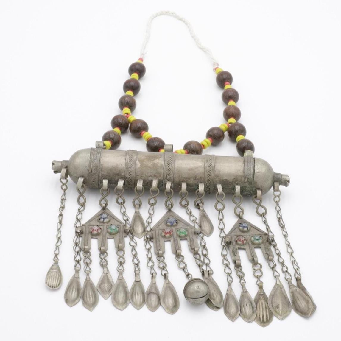 Vintage Afghan Kuchi Statement Necklace - Large Tribal Pendant Jewelry - Handmade Ethnic Adornment