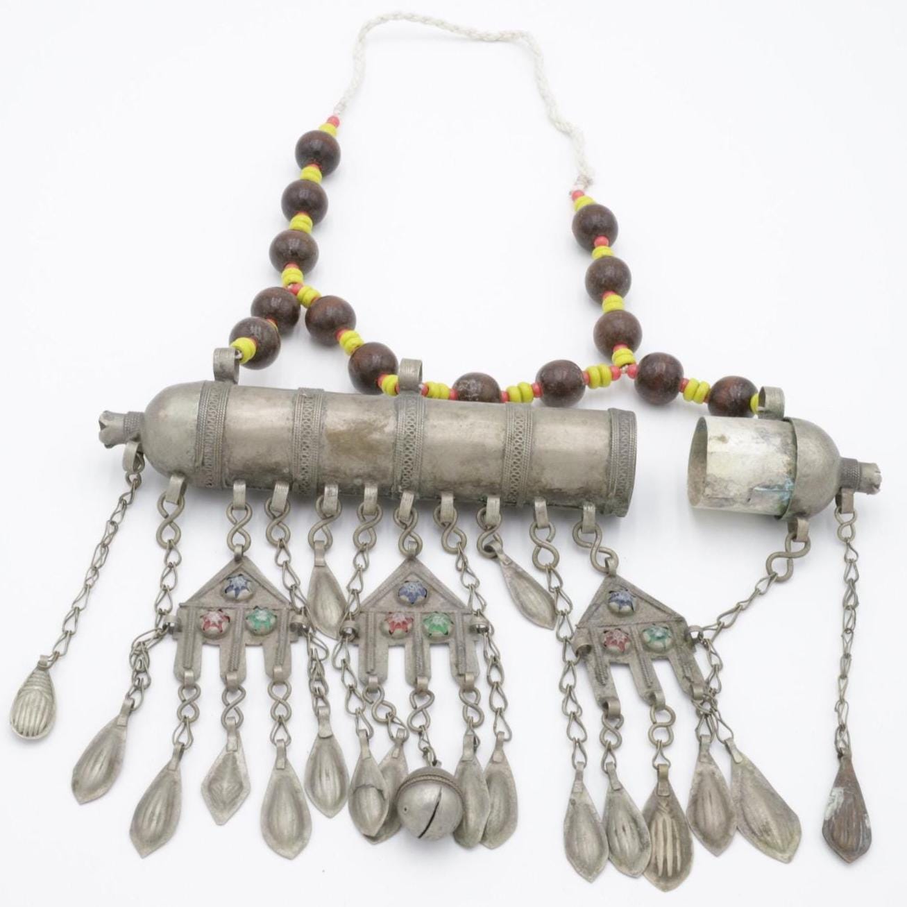 Vintage Afghan Kuchi Statement Necklace - Large Tribal Pendant Jewelry - Handmade Ethnic Adornment