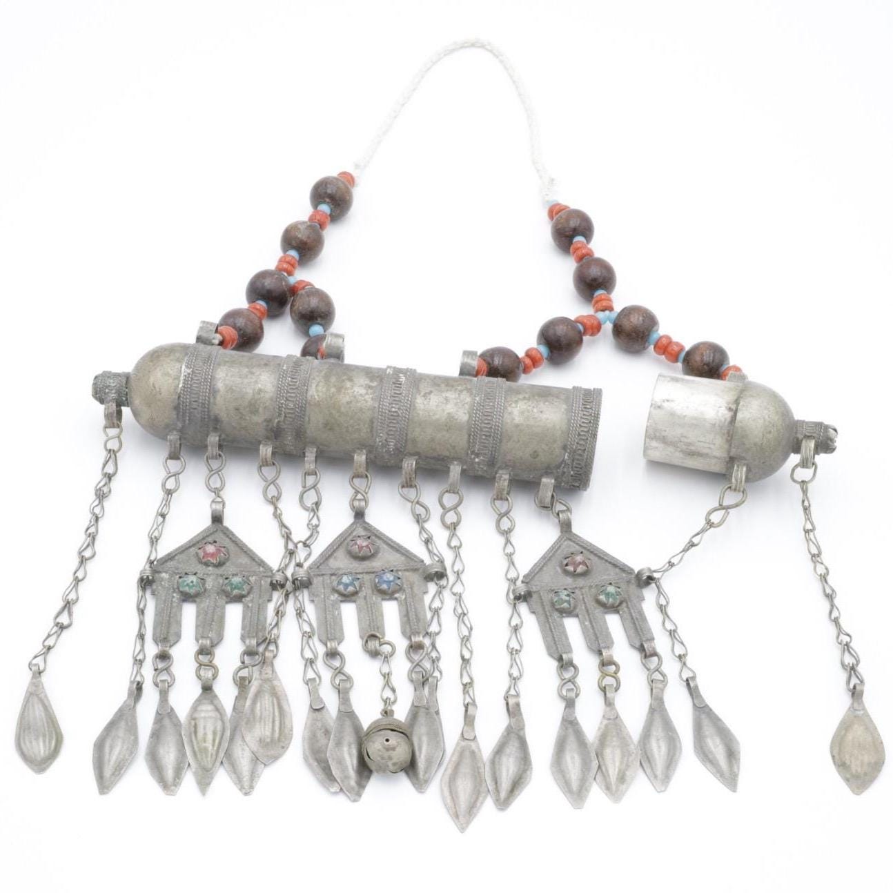 Vintage Afghan Kuchi Statement Necklace - Large Pendant Tribal Jewelry - Handmade Ethnic Accessory