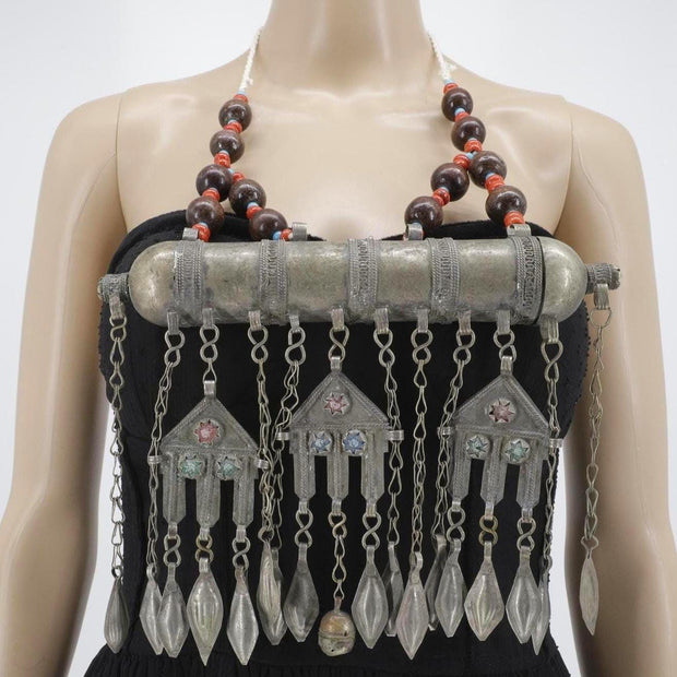 Vintage Afghan Kuchi Statement Necklace - Large Pendant Tribal Jewelry - Handmade Ethnic Accessory