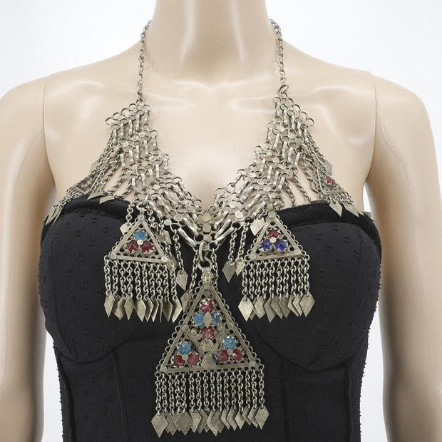 Vintage Afghan Kuchi Choker: Bohemian Statement Necklace with Aqeeq Stones - Tribal Belly Dance Jewelry