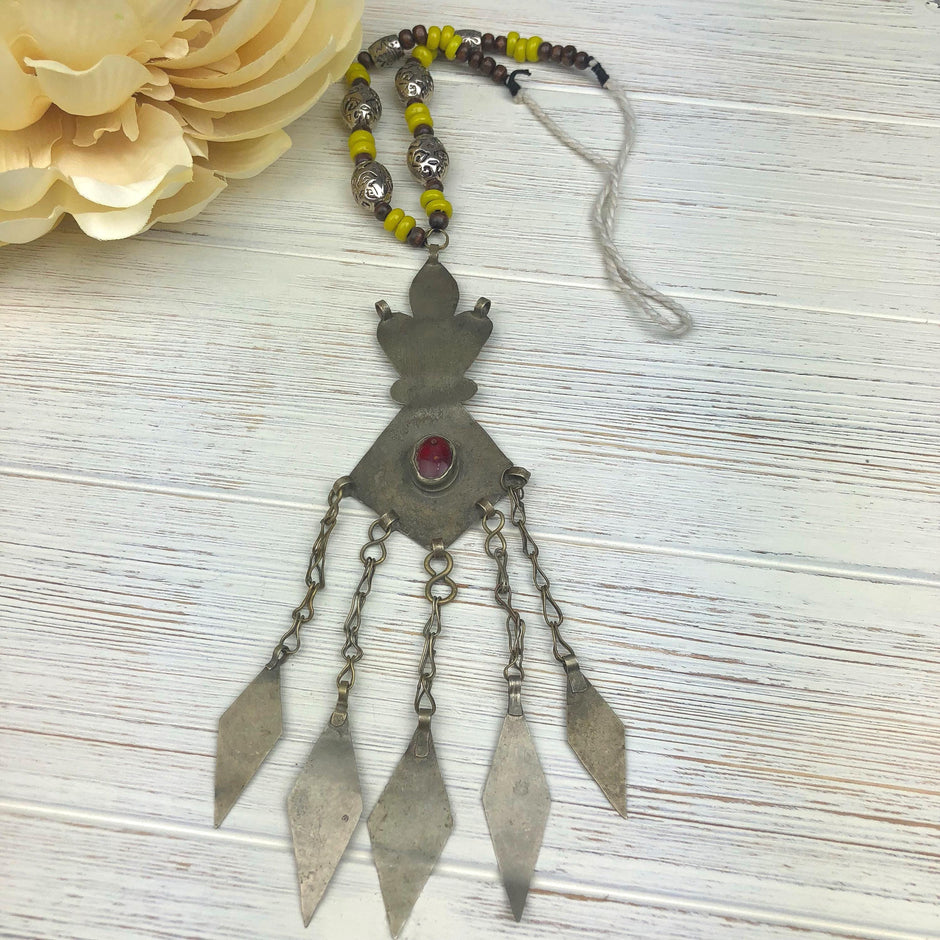 Vintage Afghan Kuchi Ethnic Tribal Nomad Boho Gypsy Statement Necklace - Bohemian Bedouin Jewelry