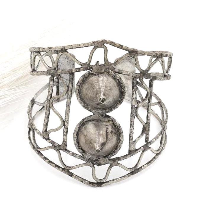 Kuchi Adjustable Statement Cuff: Afghan Aqeeq Bohemian Tribal Bracelet for Belly Dance & Reiki